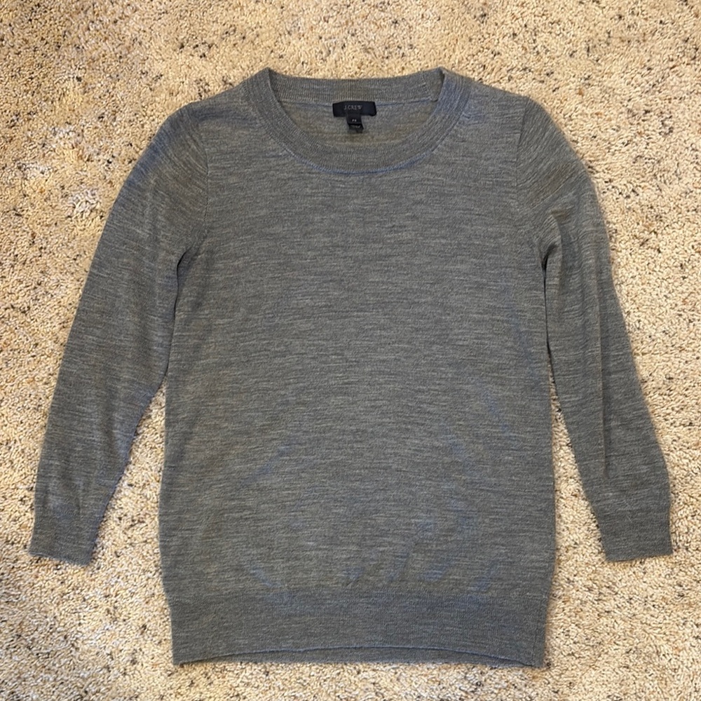 J. Crew Merino Wool Sweater in Grey Size Petite Small